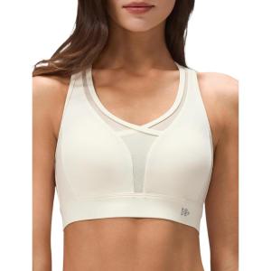 imageYvette Womens Sports Bras High Imapct Adjustable Straps Large Bust Workout Supportive Bras for RunningIvory