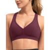 imageYvette Sports Bra Sexy V Neck Yoga Bra Cross Back Light Support Wide Straps with Builtin PadsBurgundy