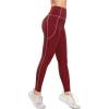 imageYvette High Waisted Leggings with Pockets for Women Tummy Control Color Blocking Yoga Pants for Gym Running WorkoutBurgundy