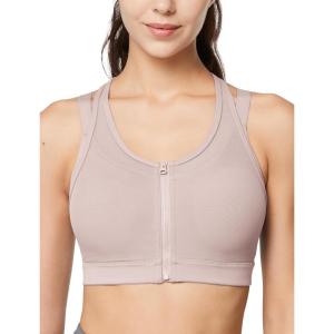 imageYvette High Impact Women Sports Bra Front Closure Double Deck Mesh Running Bra for Plus SizePastel Pink