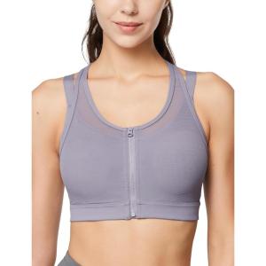 imageYvette High Impact Women Sports Bra Front Closure Double Deck Mesh Running Bra for Plus SizeViolet