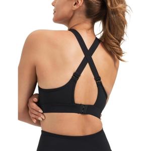 imageYvette Supportive Sports Bra Adjustable Straps Plus Size Workout Running High Impact Sports Bras for Women Sewn in PadsBlack