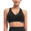 imageYvette V Neck Diamond Mesh Yoga Sports Bra Light Support with Builtin Pads Wireless Bra Cropped Tank TopBlack
