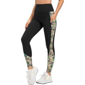 imageYvette Womens Workout Leggings with Pockets High Waisted Stretchy Printed Yoga Pants Non SeeThrough Tummy ControlGrey