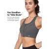 image:imageYvette Front Zip Sports Bras for Women High Support Impact Supportive Running Bra with Sewnin Molded Cups for Large BustGrey