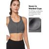 image:imageYvette Front Zip Sports Bras for Women High Support Impact Supportive Running Bra with Sewnin Molded Cups for Large BustGrey