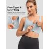 image:imageYvette Front Zipper Sports Bras for Women High Impact Support for Large Breasts Supportive Running Sports Bra Sewnin PadsGrey