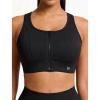 image:imageYvette Front Zipper Sports Bras for Women High Impact Support for Large Breasts Supportive Running Sports Bra Sewnin PadsBlack