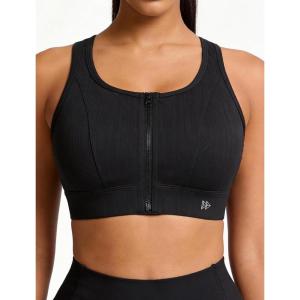 image:imageYvette Front Zipper Sports Bras for Women High Impact Support for Large Breasts Supportive Running Sports Bra Sewnin PadsBlack