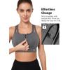image:imageYvette Sports Bras for Women High Impact Support Front Zipper Running Bra Plus Size No Bounce with Racerback amp Sewn in PadsGrey