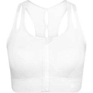 image:imageYvette Sports Bras for Women High Impact Support Front Zipper Running Bra Plus Size No Bounce with Racerback amp Sewn in PadsWhite
