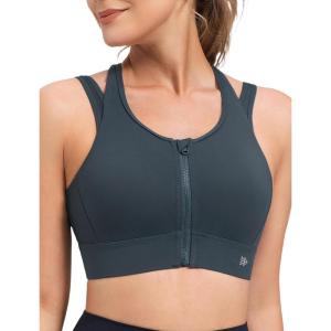 image:imageYvette Front Closure High Support Sports Bras for Women Double Straps Plus Size Sports Bra with Sewn in PadsHaze Blue