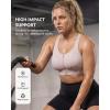 image:imageYvette Front Zip Sports Bra for Women High Support Full Coverage Workout Bra with SewnIn Molded Cups Wide UnderbandPink