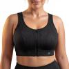 image:imageYvette Front Zip Sports Bra for Women High Support Full Coverage Workout Bra with SewnIn Molded Cups Wide UnderbandBlack