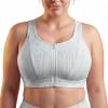 image:imageYvette Front Zip Sports Bra for Women High Support Full Coverage Workout Bra with SewnIn Molded Cups Wide UnderbandGrey