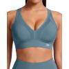 image:imageYvette Sports Bras for Women High Impact Support Sleek VNeck with Adjustable Criss Cross Straps for RunningampWorkoutLake Blue