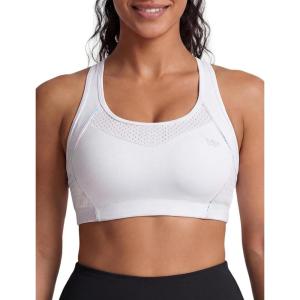 image:imageYvette High Impact Sports Bras for Women Sewnin Pads Racerback Workout Bra for Running HIIT Large Breast Support ADDD CupsWhite