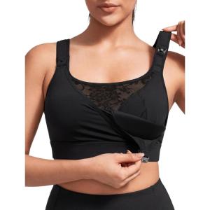 image:imageYvette Nursing Sports Bra for Women High Support Breastfeeding Running Bra Plus Size with Adjustable Straps Padded Plus SizeBlack