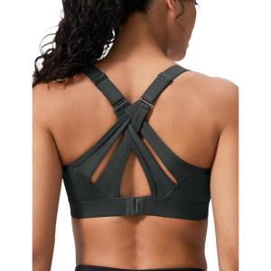 image:imageYvette Sports Bra High Impact Adjustable Criss Cross Back Full Support for Large Bust No BounceBlue Grey