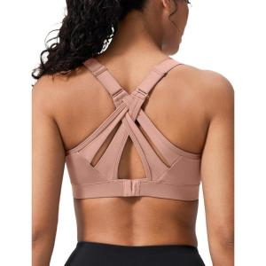 image:imageYvette Sports Bra High Impact Adjustable Criss Cross Back Full Support for Large Bust No BounceLight Pink