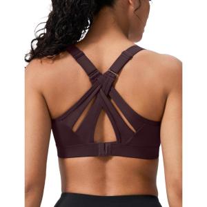 image:imageYvette Sports Bra High Impact Adjustable Criss Cross Back Full Support for Large Bust No BounceReddish Brown