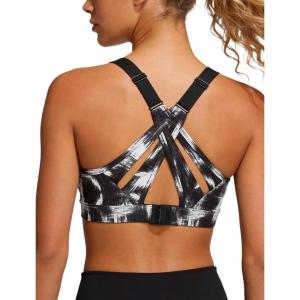 image:imageYvette Sports Bra High Impact Adjustable Criss Cross Back Full Support for Large Bust No BounceWhite Printed