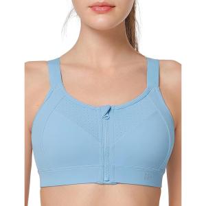 image:imageYvette Adjustable Sports Bras for Women High Impact Support Zip Front Sports Bra Plus Size Wireless for Running Workout GymBlue