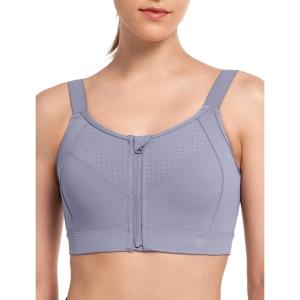 image:imageYvette Adjustable Sports Bras for Women High Impact Support Zip Front Sports Bra Plus Size Wireless for Running Workout GymLight Purple