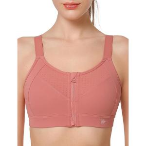 image:imageYvette Adjustable Sports Bras for Women High Impact Support Zip Front Sports Bra Plus Size Wireless for Running Workout GymRose Red