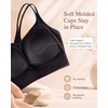 image:imageYvette Yoga Bras Midium Support for Women Low Impact Spaghetti Strap Mesh Splicing Style for Yoga Pilates Walking DailyBlack