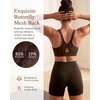 image:imageYvette Yoga Bras Midium Support for Women Low Impact Spaghetti Strap Mesh Splicing Style for Yoga Pilates Walking DailyBrown