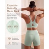 image:imageYvette Yoga Bras Midium Support for Women Low Impact Spaghetti Strap Mesh Splicing Style for Yoga Pilates Walking DailyLight Green