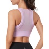 image:imageYvette Womens Sports Bra Front Zipper High Impact Support Mesh Racerback  Plus Size FriendlySewnin Pads Stay PutWirefree amp SupportiveBreathableSecure Zip ClosureFor Large BustRunningGymHIITPurple