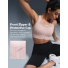 image:imageYvette Womens Sports Bra Front Zipper High Impact Support Mesh Racerback  Plus Size FriendlySewnin Pads Stay PutWirefree amp SupportiveBreathableSecure Zip ClosureFor Large BustRunningGymHIITWater Pink