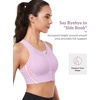 image:imageYvette Womens Sports Bra Front Zipper High Impact Support Mesh Racerback  Plus Size FriendlySewnin Pads Stay PutWirefree amp SupportiveBreathableSecure Zip ClosureFor Large BustRunningGymHIITPurple