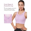 image:imageYvette Womens Sports Bra Front Zipper High Impact Support Mesh Racerback  Plus Size FriendlySewnin Pads Stay PutWirefree amp SupportiveBreathableSecure Zip ClosureFor Large BustRunningGymHIITPurple