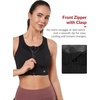 image:imageYvette Womens Sports Bra Front Zipper High Impact Support Mesh Racerback  Plus Size FriendlySewnin Pads Stay PutWirefree amp SupportiveBreathableSecure Zip ClosureFor Large BustRunningGymHIITBlack