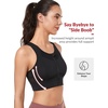 image:imageYvette Womens Sports Bra Front Zipper High Impact Support Mesh Racerback  Plus Size FriendlySewnin Pads Stay PutWirefree amp SupportiveBreathableSecure Zip ClosureFor Large BustRunningGymHIITBlack