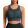image:imageYvette Womens Sports Bra Front Zipper High Impact Support Mesh Racerback  Plus Size FriendlySewnin Pads Stay PutWirefree amp SupportiveBreathableSecure Zip ClosureFor Large BustRunningGymHIITHaze Blue