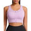 image:imageYvette Womens Sports Bra Front Zipper High Impact Support Mesh Racerback  Plus Size FriendlySewnin Pads Stay PutWirefree amp SupportiveBreathableSecure Zip ClosureFor Large BustRunningGymHIITPurple