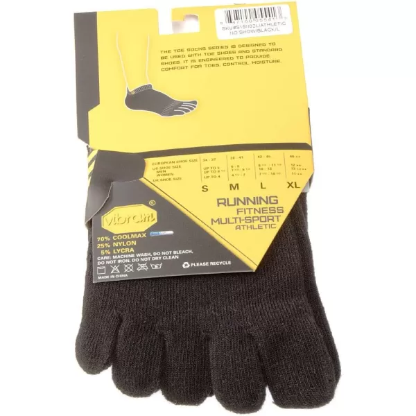 Vibram FiveFingers Athletic NoShow Toe SocksBlack