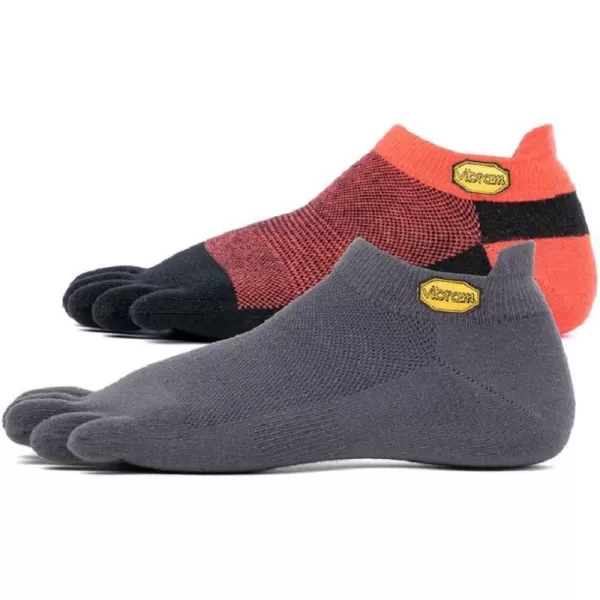 Vibram Athletic No Show Toe Socks Dark GreyRed Black  2 Pack Size LargeVibram Athletic No Show Toe Socks Dark GreyRed Black  2 Pack Size Large