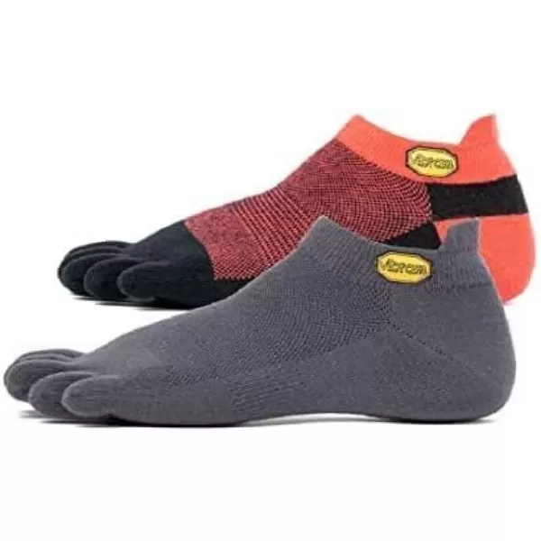 Vibram Athletic No Show Toe Socks Red BlackDark Grey Size Small 2 PairVibram Athletic No Show Toe Socks Red BlackDark Grey Size Small 2 Pair