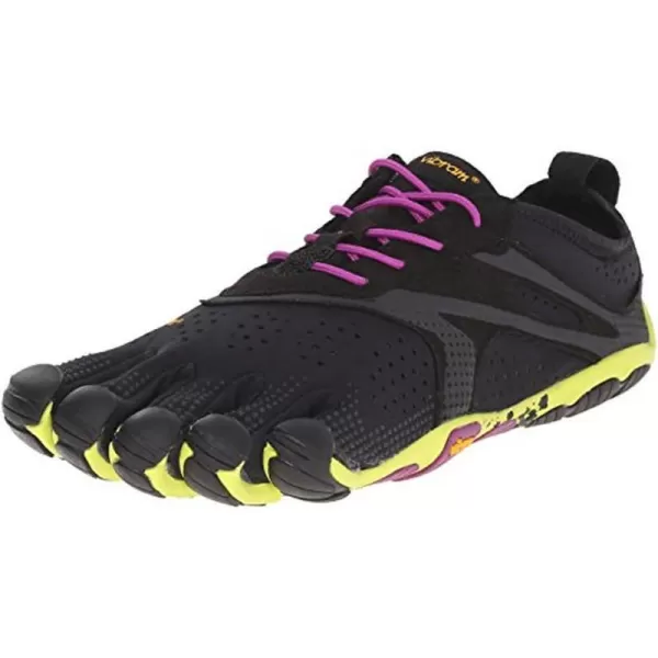 Vibram FiveFingers Womens VRun Barefoot Shoes BlackYellowPurple 41 and Premium Toesock BundleVibram FiveFingers Womens VRun Barefoot Shoes BlackYellowPurple 41 and Premium Toesock Bundle