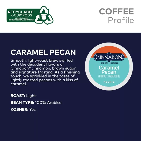 Cinnabon Classic Cinnamon Roll Keurig SingleServe KCup Pods Light Roast Coffee 72 Count 6 Packs of 12Caramel Pecan 24 Count Pack of 4