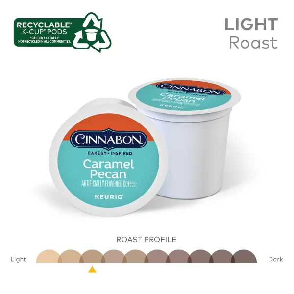 Cinnabon Classic Cinnamon Roll Keurig SingleServe KCup Pods Light Roast Coffee 72 Count 6 Packs of 12Caramel Pecan 24 Count Pack of 4