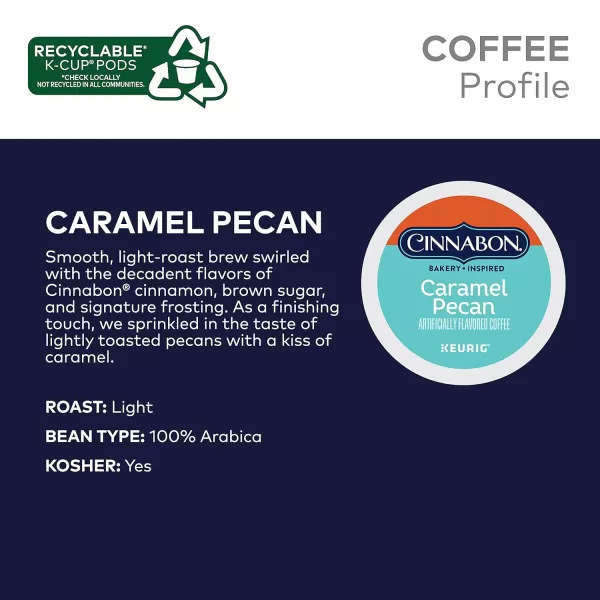 Cinnabon Classic Cinnamon Roll Keurig SingleServe KCup Pods Light Roast Coffee 72 Count 6 Packs of 12Caramel Pecan 72 Count