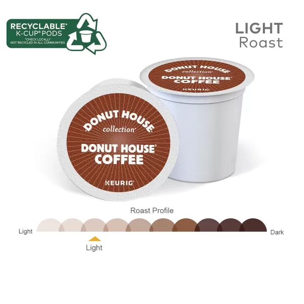 Donut House Collection Donut House Coffee SingleServe Keurig KCup Pods Light Roast Coffee 24 Count Pack of 4Donut House 96 Count