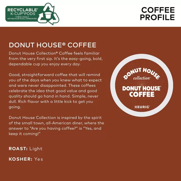 Donut House Collection Donut House Coffee SingleServe Keurig KCup Pods Light Roast Coffee 24 Count Pack of 4Donut House 96 Count