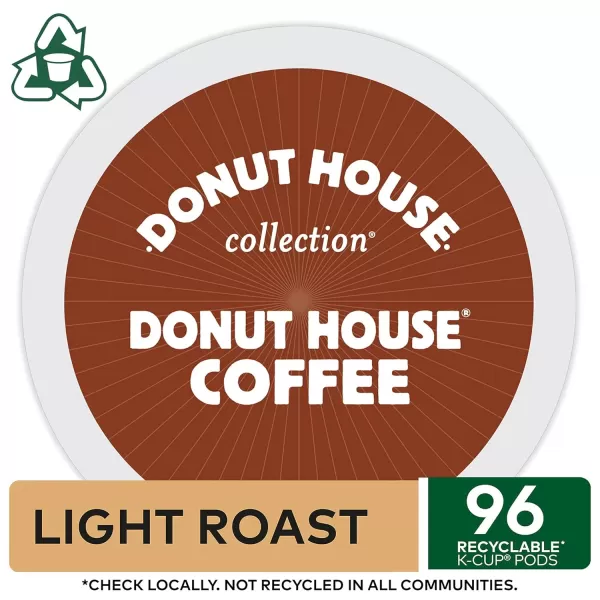 Donut House Collection Donut House Coffee SingleServe Keurig KCup Pods Light Roast Coffee 24 Count Pack of 4Donut House 96 Count